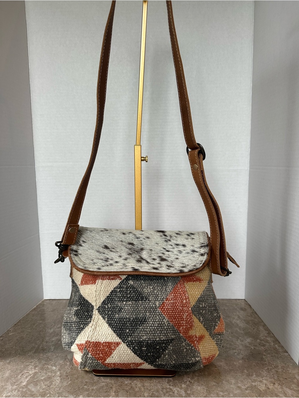 Myra Bag Crossbody Cowhide Hair On Hide Geometric Southwestern Boho Artsy Purse